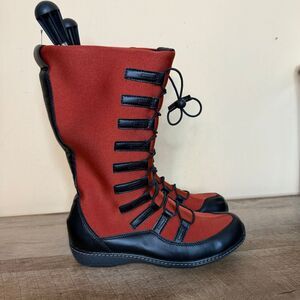 Berries Aetrex Womes 9.5 red Neoprene Bungee Rain Boots shoes slip resist tread